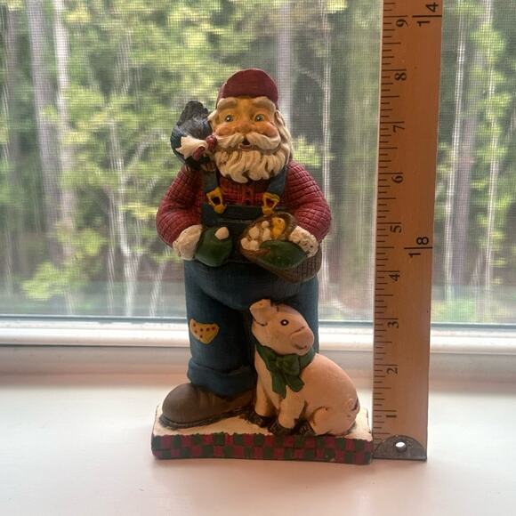 Vintage Midwest of Cannon Falls Santa Christmas Farmer Overalls Eggs Chicken Pig - Picture 7 of 9